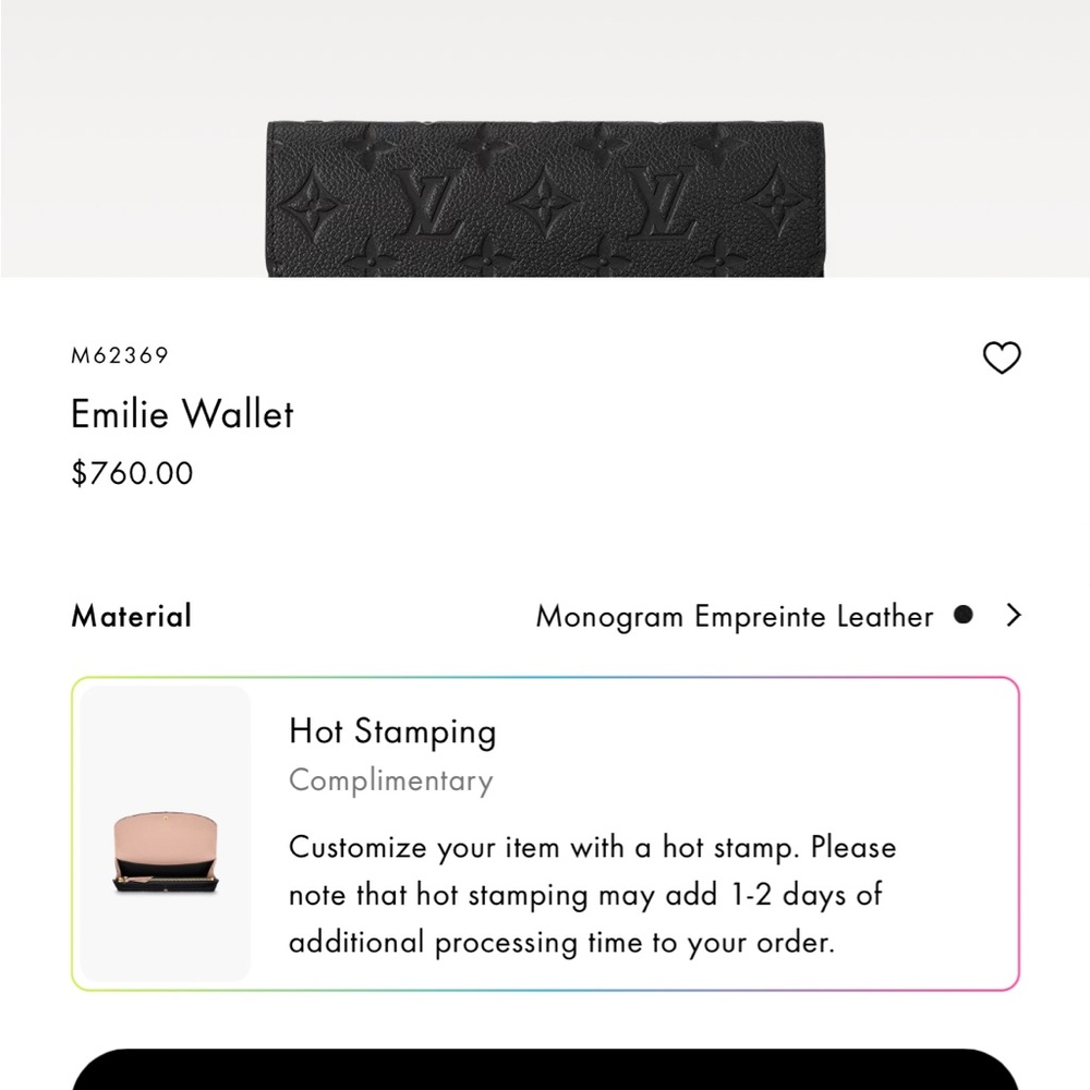 LOUIS VUITTON - BLACK EMILIE Monogram Empreinte Leather WALLET - LIKE NEW! - Picture 6 of 7